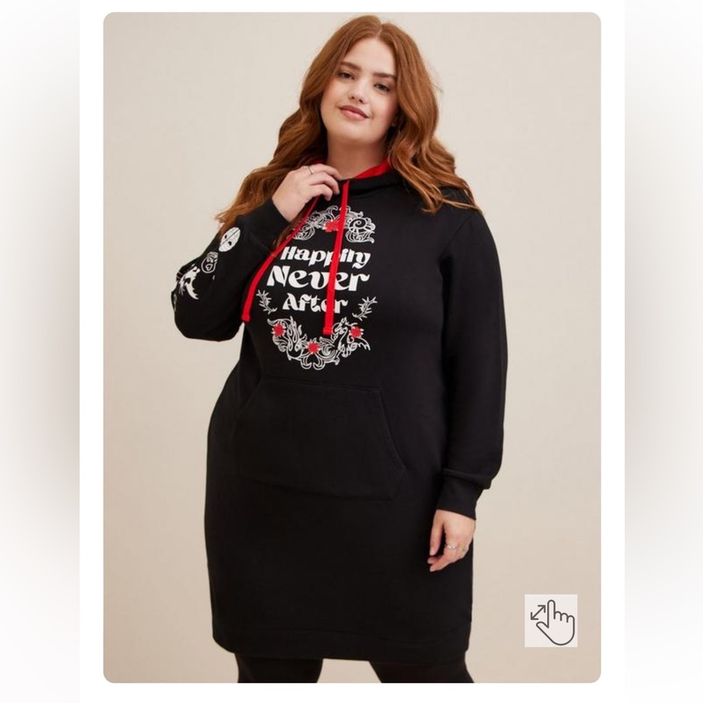 TORRID SIZE 2 2X 18-20 DISNEY VILLAINS AT THE KNEE COZY FLEECE HOODIE DRESS NWT